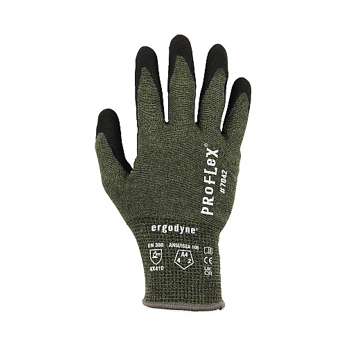 ergodyne ProFlex 7042 ANSI A4 Nitrile-Coated CR Gloves, Green, Large, 12 Pairs/Pack (10334)