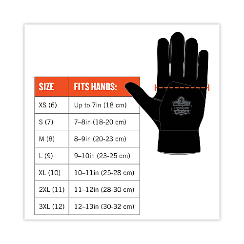 ergodyne ProFlex 812 Standard Mechanics Gloves, 9" Long, XX-Large, Black, Pair (17176)