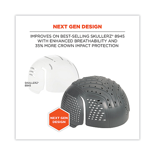 ergodyne Skullerz 8945F(x) Universal Bump Cap Insert - Extra Venting, Charcoal (23481)