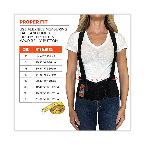 ergodyne ProFlex 1100SF Standard Spandex Back Support Brace, 3X-Large, 46" to 52" Waist, Black (11607)