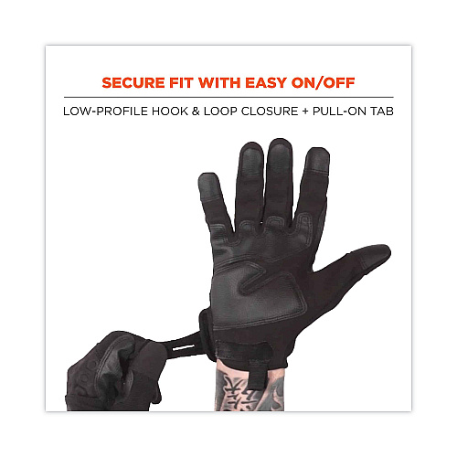 ergodyne ProFlex 710BLK Abrasion-Resistant Black Tactical Gloves, Black, 2X-Large, Pair (17566)