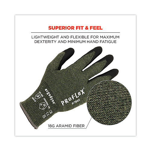 ergodyne ProFlex 7042 ANSI A4 Nitrile-Coated CR Gloves, Green, Large, 12 Pairs/Pack (10334)