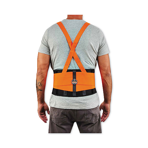 ergodyne ProFlex 100HV Economy Hi-Vis Spandex Back Support Brace, X-Large, 38" to 42" Waist, Black/Orange (11885)