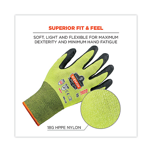 ergodyne ProFlex 7022 ANSI A2 Coated CR Gloves DSX, Lime, Large, 144 Pairs/Pack (17874)