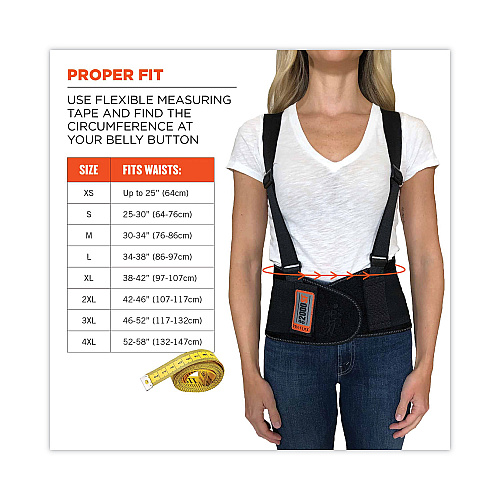 ergodyne ProFlex 2000SF High-Performance Spandex Back Support Brace, 3X-Large, 46" to 52" Waist, Black (11287)