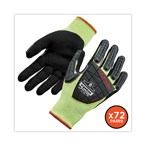 ergodyne ProFlex 7141 ANSI A4 DIR Nitrile-Coated CR Gloves, Lime, 2X-Large, 72 Pairs/Pack (17836)