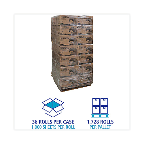 Boardwalk&reg; Green Xtra Controlled Toilet Paper, 2-Ply, 1000 Sheets/Roll, 36 Rolls/Carton, 48 Cartons/Pallet (BWK45XTRAPLT)