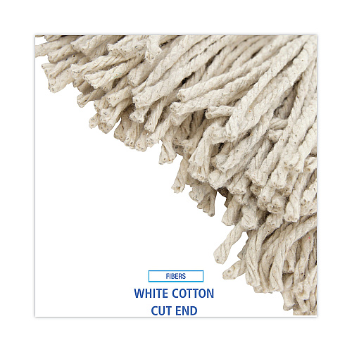 Boardwalk&reg; Cotton Cut-End Wet Mop Heads, 16 oz, White, 12 Mop Heads (BWK216CCT)