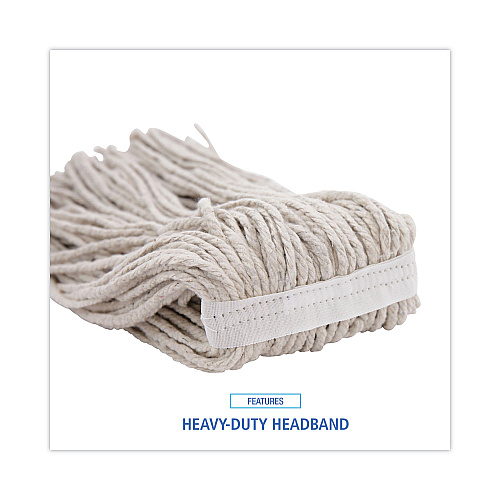 Boardwalk&reg; Cotton Cut-End Wet Mop Heads, 16 oz, White, 12 Mop Heads (BWK216CCT)