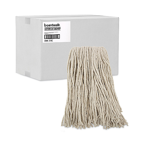 Boardwalk&reg; Cotton Cut-End Wet Mop Heads, 16 oz, White, 12 Mop Heads (BWK216CCT)