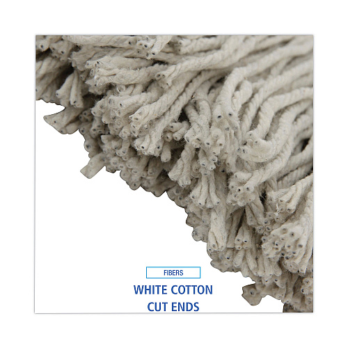 Boardwalk&reg; Premium 20 oz Cotton Cut-End Wet Mop Heads, White, 12 Mops (BWK220CCT)