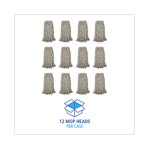 Boardwalk&reg; Premium 20 oz Cotton Cut-End Wet Mop Heads, White, 12 Mops (BWK220CCT)