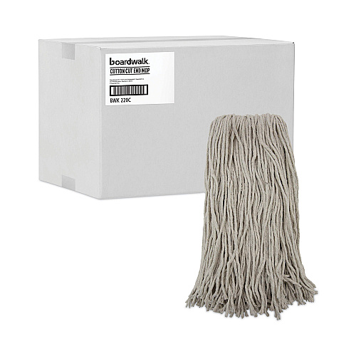 Boardwalk&reg; Premium 20 oz Cotton Cut-End Wet Mop Heads, White, 12 Mops (BWK220CCT)