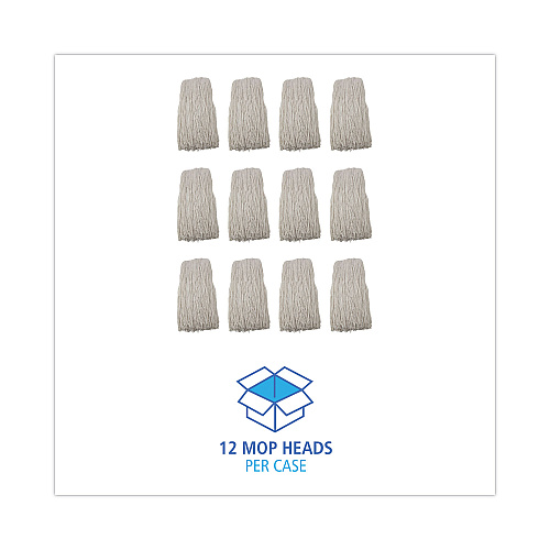 Boardwalk&reg; Premium 24 oz Cut-End Rayon Wet Mop Heads, White, 12 Mops (BWK224RCT)