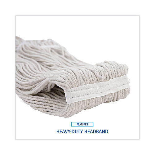 Boardwalk&reg; Cotton Fiber Standard Mop Head, White, 12 Mop Heads (BWK232C)