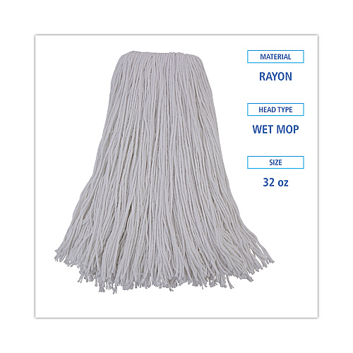 Boardwalk&reg; Standard Cut-End Mop Head, Rayon Fiber, 32 oz, 12 Mop Heads (BWK232R)