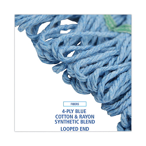 Boardwalk Mop Head, Premium Standard Head, Cotton/Rayon Fiber, Medium, Blue, 12/Carton (BWK402BL)