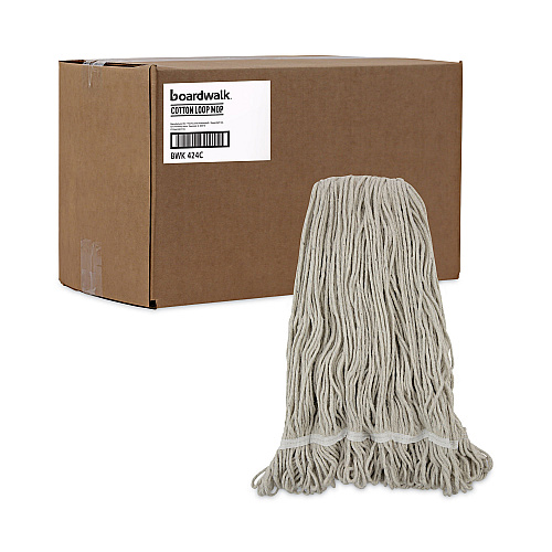 Boardwalk Pro Loop Web/Tailband Wet Mop Head, Cotton, 24oz, White, 12/Carton (BWK424CCT)
