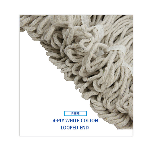 Boardwalk&reg; Pro Loop Web/Tailband Wet Mop Head, Cotton, 24oz, White (BWK424CEA)