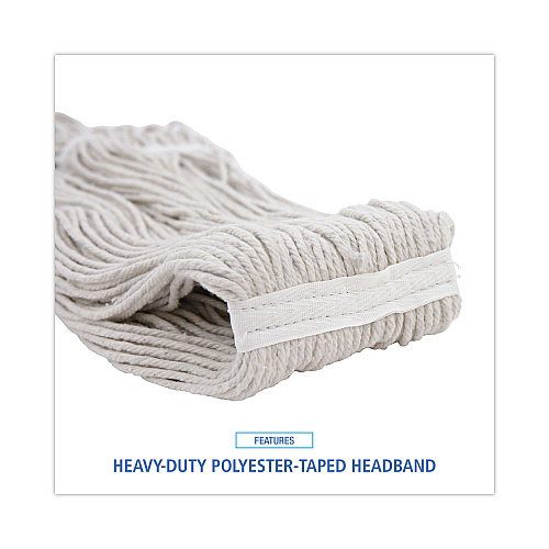 Boardwalk&reg; Pro Loop Web/Tailband Wet Mop Head, Cotton, 24oz, White (BWK424CEA)