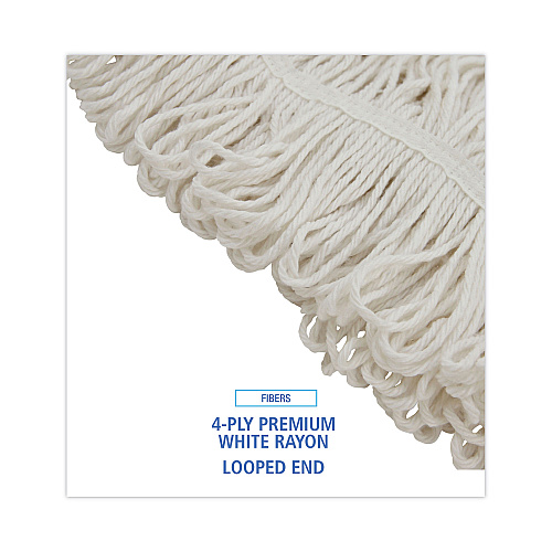 Boardwalk Pro Loop Web/Tailband Wet Mop Head, Rayon, 24oz, White, 12/Carton (BWK424RCT)