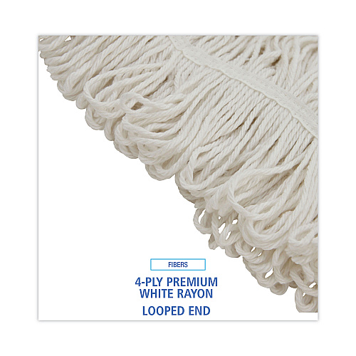 Boardwalk&reg; Pro Loop Web/Tailband Wet Mop Head, Rayon, 24oz, White (BWK424REA)