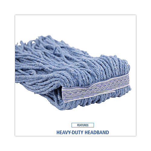 Boardwalk Mop Head, Standard Head, Cotton/Synthetic Fiber, Cut-End, #16., Blue (BWK2016B)