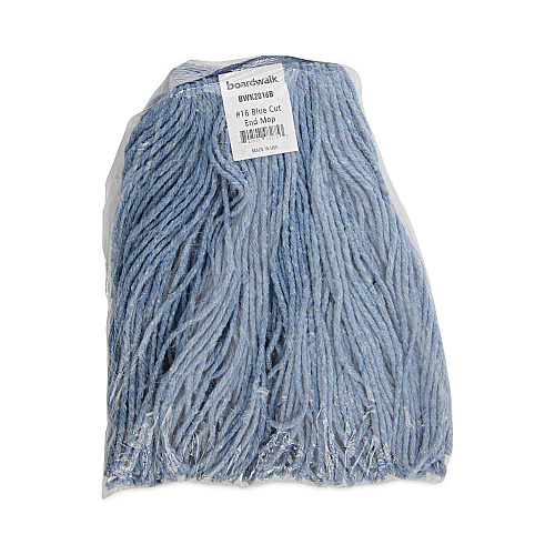 Boardwalk Mop Head, Standard Head, Cotton/Synthetic Fiber, Cut-End, #16., Blue (BWK2016B)