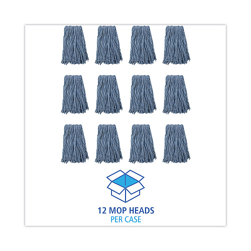 Boardwalk Mop Head, Standard Head, Cotton/Synthetic Fiber, Cut-End, #16., Blue (BWK2016B)