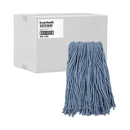 Boardwalk Mop Head, Standard Head, Cotton/Synthetic Fiber, Cut-End, #16., Blue (BWK2016B)