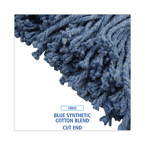 Boardwalk&reg; Standard 16 oz Mop Head, Cut-End, Blue, 12 Mop Heads (BWK2020B)