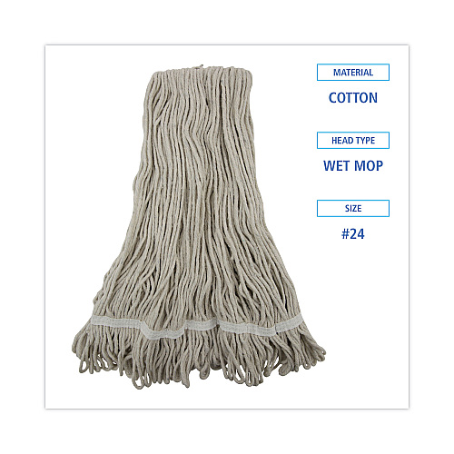 Boardwalk&reg; Pro Loop Web/Tailband Wet Mop Head, Cotton, 12/Carton (BWK4024CCT)