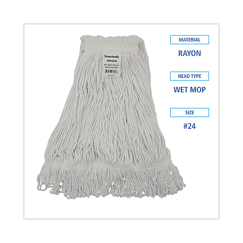 Boardwalk&reg; Pro Loop Wet Mop Head, Rayon, #24 Size, 12 Mop Heads (BWK4024RCT)