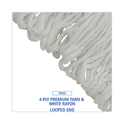 Boardwalk&reg; Pro Loop Wet Mop Head, Rayon, #24 Size, 12 Mop Heads (BWK4024RCT)