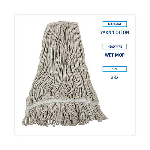 Boardwalk&reg; Loop Mop Head, Loop, Standard, Cotton, No. 32, 12 Mop Heads (BWK4032C)