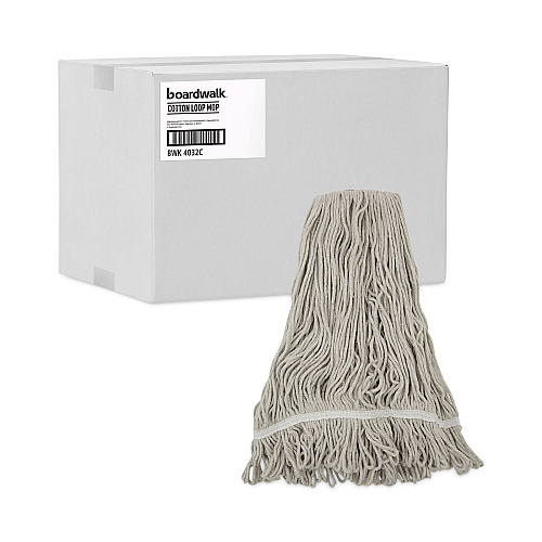 Boardwalk&reg; Loop Mop Head, Loop, Standard, Cotton, No. 32, 12 Mop Heads (BWK4032C)