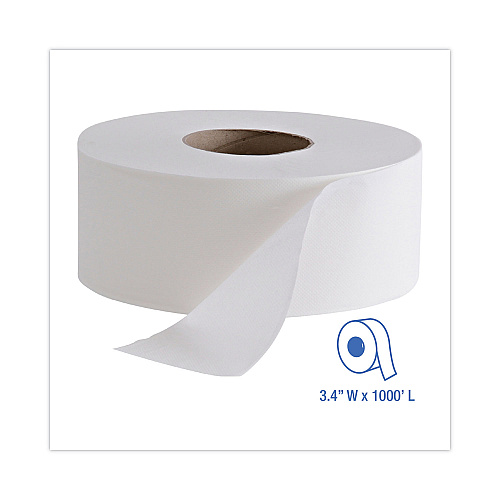 Boardwalk&reg; Jumbo Jr. Toilet Paper Rolls, 2-Ply, 1000-ft., 12 Rolls (BWK410323)