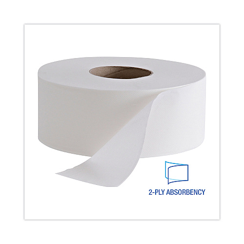 Boardwalk&reg; Jumbo Jr. Toilet Paper Rolls, 2-Ply, 1000-ft., 12 Rolls (BWK410323)