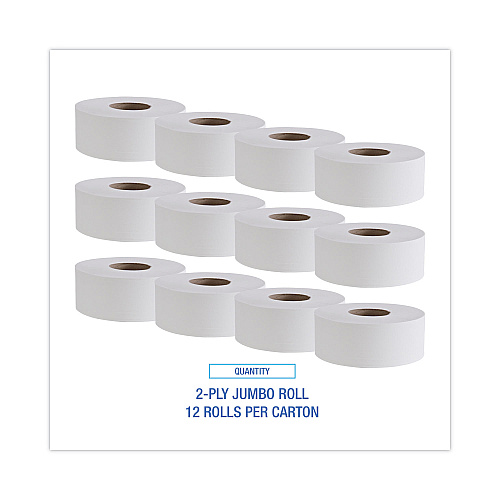 Boardwalk&reg; Jumbo Jr. Toilet Paper Rolls, 2-Ply, 1000-ft., 12 Rolls (BWK410323)