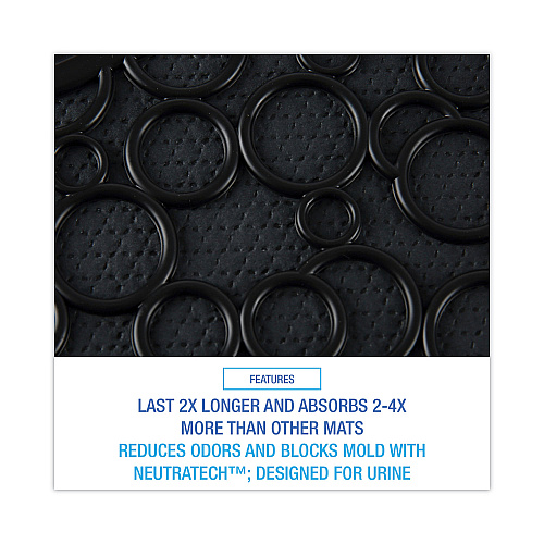 Boardwalk&reg; Commode Mat 2.0, Absorbant, Rubber, 22 x 22, Black, 6/Carton (BWKCMBB)