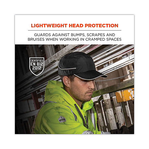 ergodyne Skullerz 8965 Lightweight Bump Cap Hat with LED Lighting, Short Brim, Navy (23338)