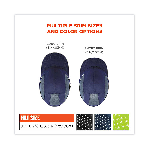 ergodyne Skullerz 8960 Bump Cap with LED Lighting, Long Brim, Lime Green (23379)