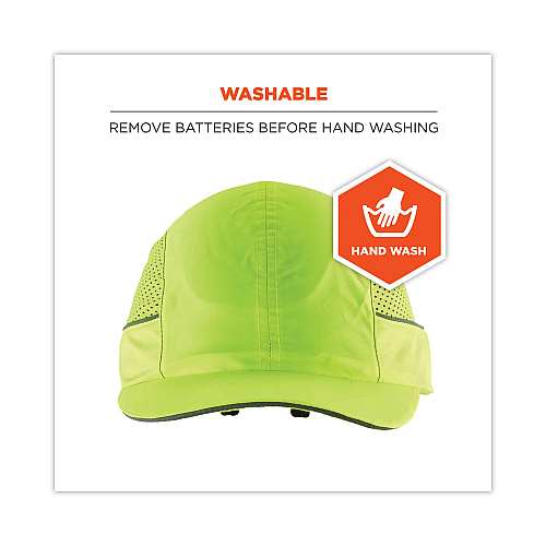 ergodyne Skullerz 8960 Bump Cap with LED Lighting, Short Brim, Lime Green (23377)
