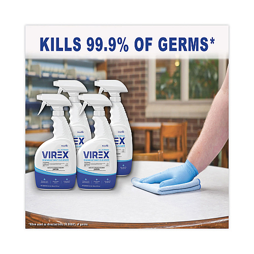 Diversey Virex All-Purpose Disinfectant Cleaner, Lemon Scent, 32 oz Spray Bottle, 4/Carton (CBD540540)