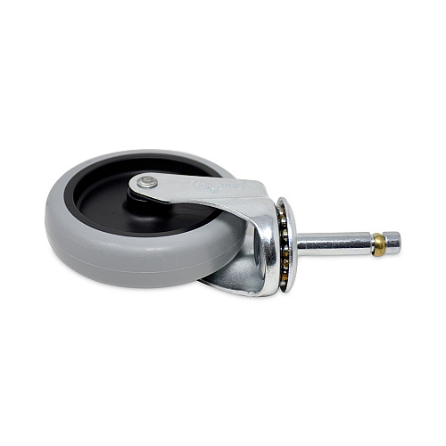 Rubbermaid Commercial Replacement Bayonet-Stem Swivel Casters, Push and Lock Stem (0.44" x 2"), 4" Soft Rubber Wheel, Black/Gray/Silver (FG6173L10000)