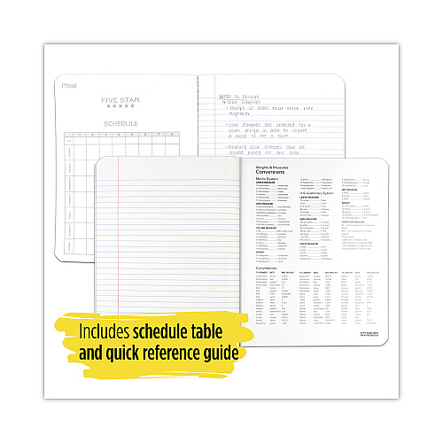 Five Star Composition Book, Casebound, Medium/College Rule, Randomly Assorted Cover Color, (100) 9.75 x 7.5 Sheets (09120)