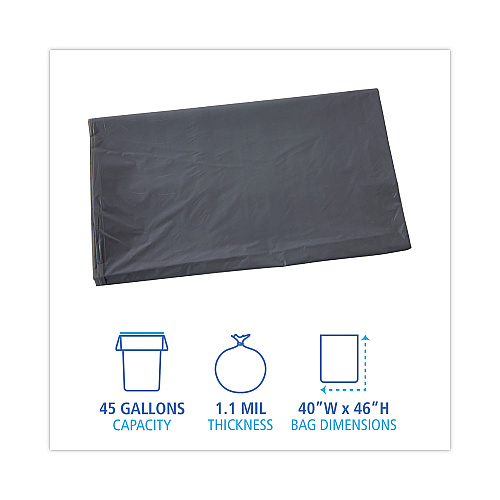 Boardwalk&reg; Low Density Industrial Can Liners, 45 gal, Gray, 100/CT (BWK4046GREY)