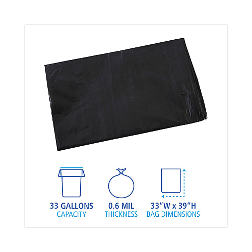 Boardwalk&reg; 33 Gallon Black Can Liners, 0.6 mil, 33 x 39, 200 Liners (BWKL3339H)
