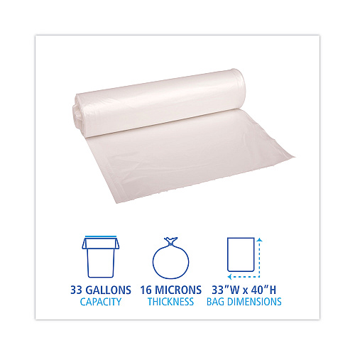 Boardwalk&reg; High Density Can Liner Rolls, 33 gal, 10 Rolls of 25 Bags (BWKRH3340S)