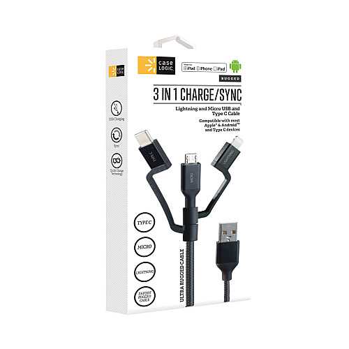 Case Logic Universal USB Cable, 3.5 ft, Black (CLOPCA101BK)